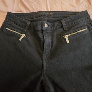 Michael Kors Black Cropped Jeans with Silver Zippers